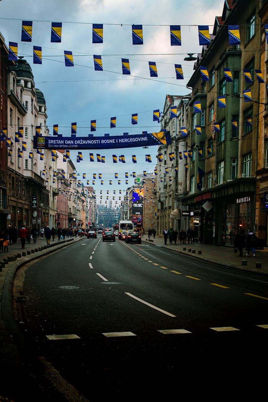 people walking on marshall tito street in sarajevo bosnia and herzegovina